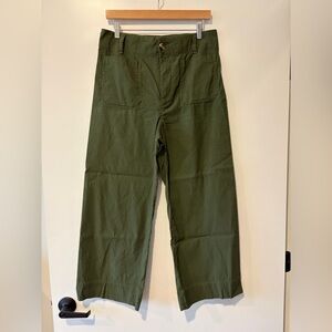 Colette by Maeve Olive Green Wide-Leg Cotton Pants